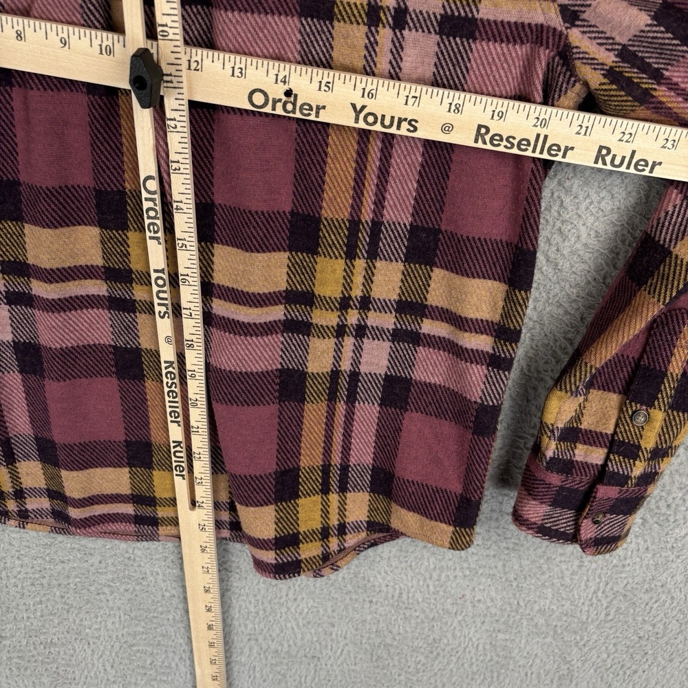 Faherty Legend Sweater Shirt Womens Medium Plum Plaid Soft Flannel Cozy Pockets - Picture 7 of 8